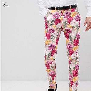 Satin floral men’s dress pants